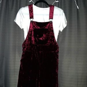 Burgundy velvet OVERALLS